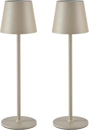 LED акумуляторна настільна лампа Zoeger 2 шт. з димуванням, USB-C, тепле світло 3000K, водонепроникна IP54, для дому та вулиці, алюміній