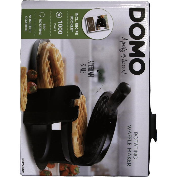 Вафельниця DOMO DO9223W з антипригарним покриттям, контрольна лампа, чорна