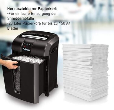 Fellowes Powershred 15C - Офісний шредер для дому, 15 листів, білий, 19 л