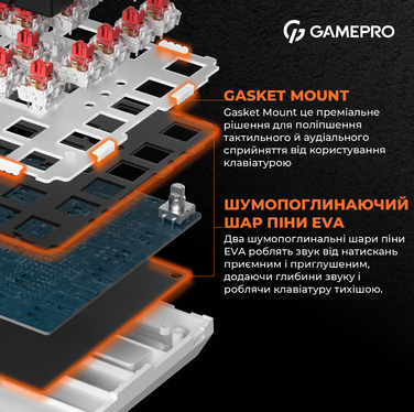 Дротова механічна клавіатура GamePro MK160W (Red) з Hot-Swap RGB White