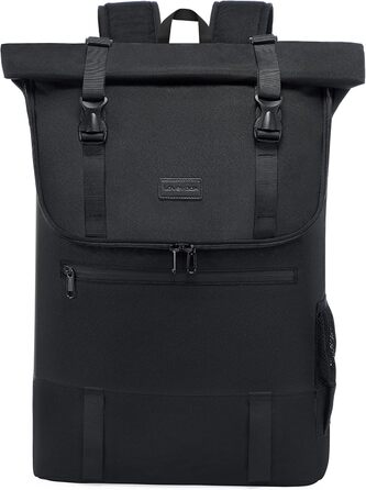 Великий водонепроникний рюкзак LOVEVOOK для ноутбука 17,3'' Rolltop, для жінок і чоловіків, шкільний, дорожній, ручна поклажа для літака, чорний