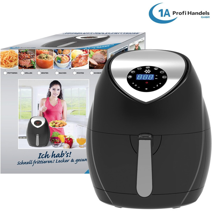 Цифрова аерофритюрниця без олії ECO-AIR-PROFI DC-1400W-1, біла/чорна, сенсорна панель