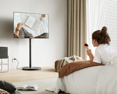 FITUEYES мобільна стійка для телевізора 32-65'' з коліщатками, регульована по висоті, мінімалістичний дизайн, для дому та офісу