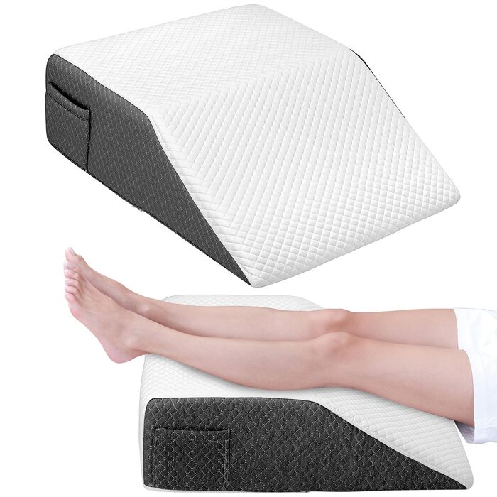 Подушка для ніг QWORK® 61x51x20 см, ергономічна з піни Memory Foam для підтримки вен, подушка для підняття ніг
