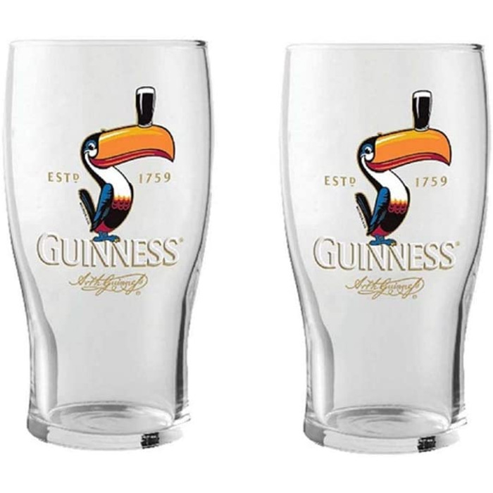 Пивні келихи Guinness з туканом, 2 шт, скло, оригінал