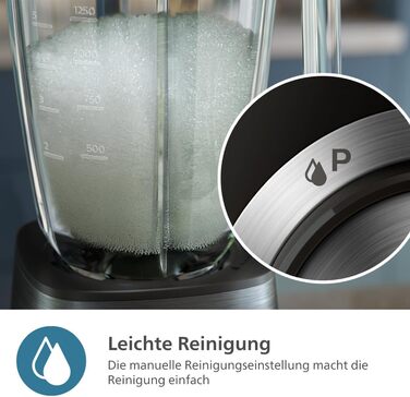 Блендер стаціонарний Philips HR3031/00 5000 серія, 1200 Вт, 2 л, чорний. Технологія ProBlend Plus, посудомийна машина