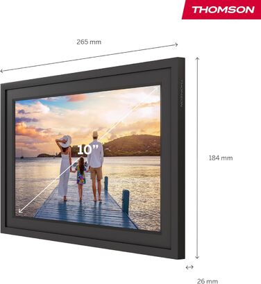 Фоторама Thomson Fotorahmen 10 дюймів: FHD IPS сенсорний екран, 32 GB, Wi-Fi, поворот, iOS/Android (Чорний)