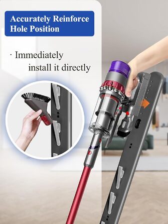 Підставка для пилососа Dyson Gen5 V16 V15 V12 V11 V10 V8 V7 V6 — металевий тримач без свердління, 4 гачки для аксесуарів, темно-сірий
