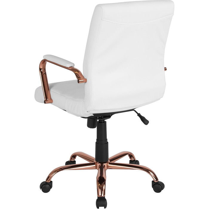 Крісло шеф Flash Furniture: обертне, біле шкіряне, з червоно-золотим каркасом, 61x58,5x103,5 см