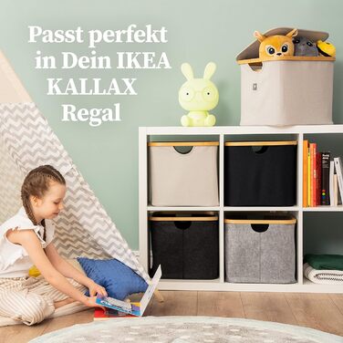 HENNEZ Кошик для зберігання IKEA Кошики, сумісні з IKEA KALLAX Полиця - Кошик для зберігання дров Малий антрацит - Коробка для зберігання Полиця Кошик для зберігання - Паперова коробка Повстяний кошик Складний кошик для білизни (40 л, чорний)