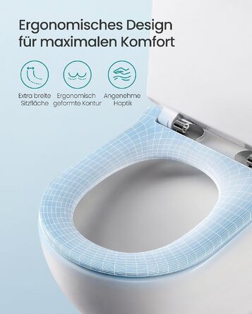 Кришка для унітаза SONGMICS з мікроліфтом (D-подібна, коротка), матеріал Urea-Duroplast, біла, витримує до 300 кг, зі швидким монтажем та ручкою