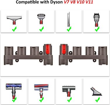 Кріплення-органайзер для аксесуарів Dyson Gen5, V15, V12, V11, V10, V8, V7 – тримач для насадок (10 гнізд, 2 шт)