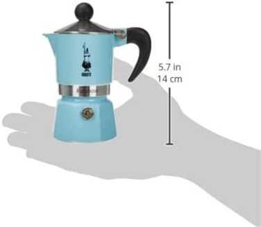 Кавоварка Bialetti Rainbow, алюмінієва, блакитна, на 1 чашку