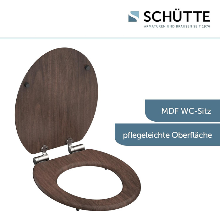 Дерев'яне сидіння для унітаза SCHÜTTE з мікроліфтом (Soft-Close), кришка для унітаза з MDF, витримує до 175 кг, колір Darkwood