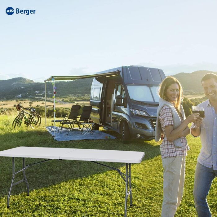 Складаний стіл Camptime Taurus 180x74 см для кемпінгу, саду, балкона, ринку, фестивалів, гриль-вечірок, багатофункціональний, переносний стіл для відпочинку на природі
