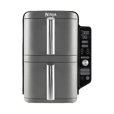 Вертикальна повітряна фритюрниця Ninja Double Stack XL з двома шухлядами, 9.5 л, 6 функцій приготування, сіра