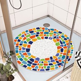 Протиковзкий душовий килимок 60x60 см, м'який комфортний килимок для ванної з дренажними отворами, ПВХ-луфа, швидковисихаючий, круглий для вологих зон
