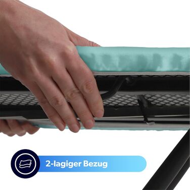 Праскадошка KADAX 120x38 см, складаний прасувальний стіл із регульованою висотою, антипригарне покриття, ніжки з нековзними накладками, 8 мм підкладка, колір м'ята