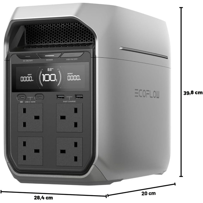 Портативна електростанція EcoFlow DELTA 3 Plus 1024 Вт-год, LiFePO4 акумулятор, 1800 Вт (пік 3600 Вт), швидка зарядка за 56 хв, сонячний генератор для кемпінгу та резервного живлення