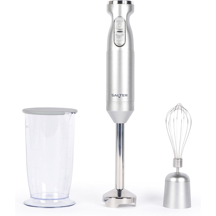 Блендер Salter Aspen Blend & Whisk Pro 2-в-1, погружний міксер та вінчик, електричний подрібнювач, нержавіюча сталь, змінна швидкість, 700 мл, 1000 Вт, сріблястий