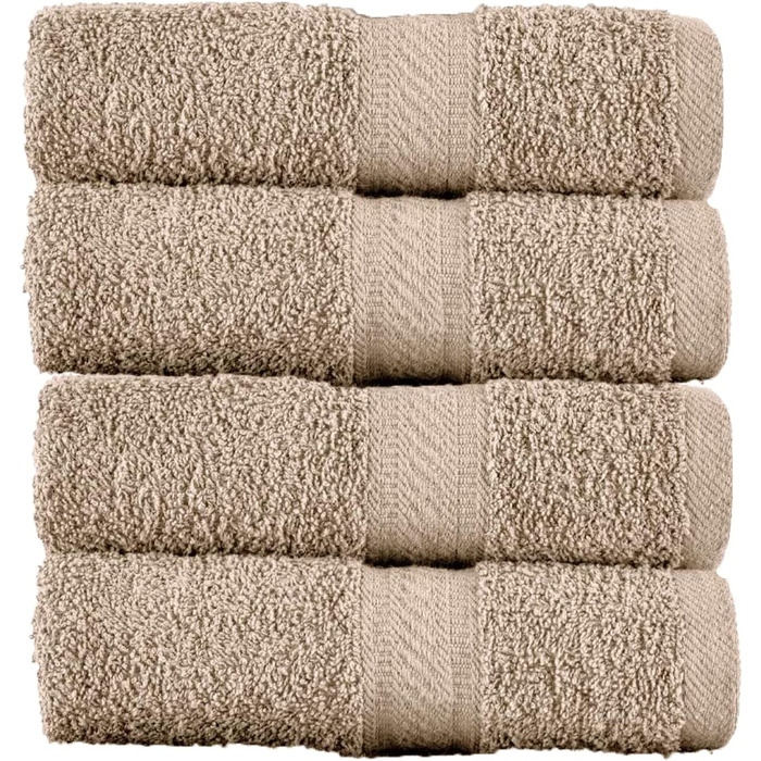 Набір із 4 великих рушників SweetNeedle 70x140 см – 100% бавовна, 500 г/м², готельна якість, високої поглинання, для ванної, душу, пляжу, щоденного використання (лляний колір)