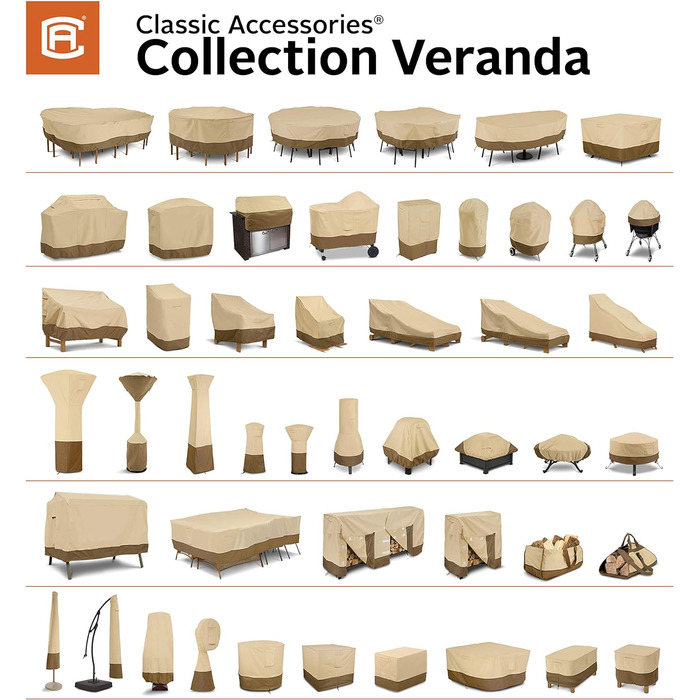 Чохол для гриля Classic Accessories Veranda M, для середніх BBQ, водонепроникний, стійкий до розривів, з вентиляцією, захист від усіх погодних умов, 147x76x122 см, коричневий