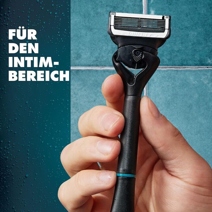 Gillette Intimate набір для гоління чоловіків: бритва, 8 лез, 2-в-1 крем для гоління і душу 177 мл, тримач, дорожній футляр, подарунковий комплект