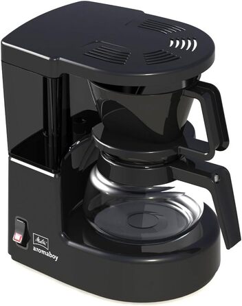Кавоварка Melitta Aromaboy 1015-02 з фільтром, скляна каністра, чорна, компактна, пластикова, набір зі скляною каністрою