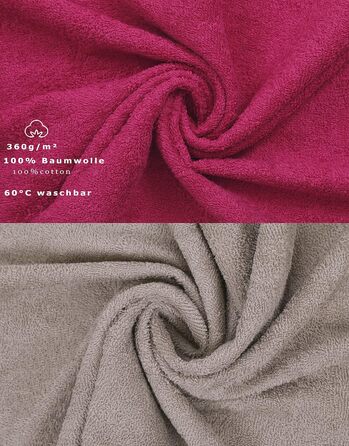 Комплект рушників Betz PALERMO 12 шт., 100% бавовна, різні розміри, кольори журавлина та камінь