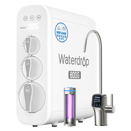 Waterdrop G2P600 Система фільтрації води зворотного осмосу, 8000 літрів, очищення 2:1, без бака, пом'якшувач води RO під мийку (G3-800G)