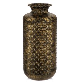 Ваза для квітів Blumenvase золота 40 см, металева декоративна ваза з білим візерунком для сухоцвітів, букетів, на стіл, в офіс