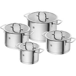 Набір каструль ZWILLING TrueFlow, 4 шт., з носиком для зливу, для індукції, нержавіюча сталь, сріблястий