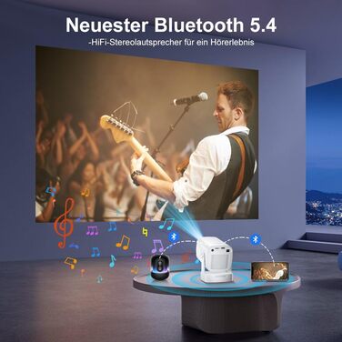 Beamer 4K HY260pro: Портативний проєктор з Wi-Fi 6, Bluetooth 5.4, Android TV, 180° обертанням, 18000 люмен, 5W динамік для дому та відпочинку