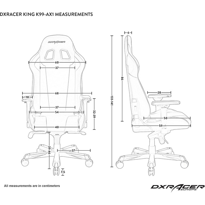 Ігрове крісло DXRacer King K99, екошкіра, чорне-сіре, для зросту до 200 см