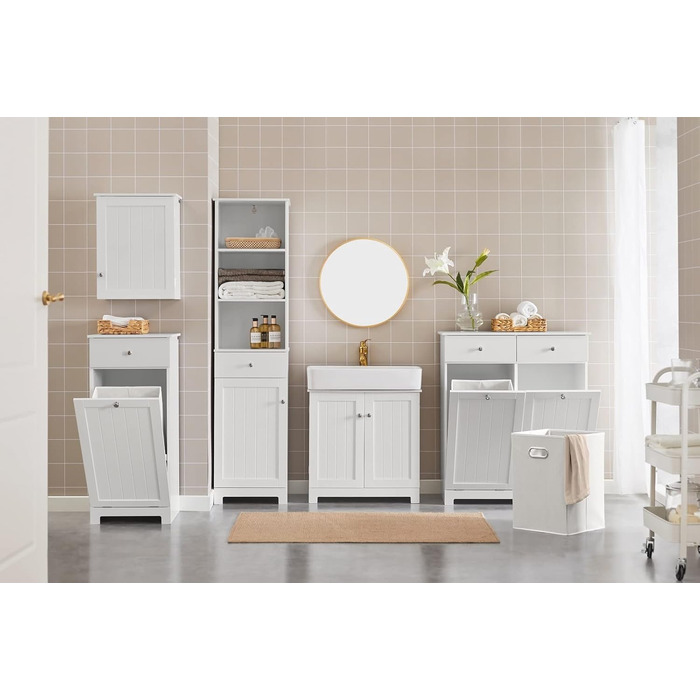 Тумба під умивальник SoBuy BZR18-W, біла, для ванної, 60x60x29 см