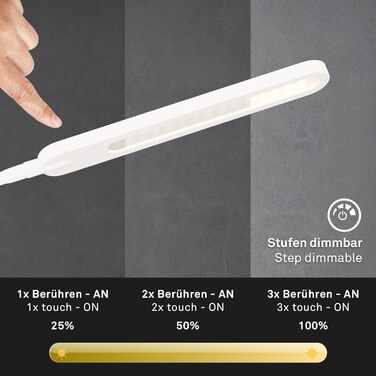 Настільна LED лампа BRILONER з дотиком, димуванням, регулюванням кольору, 6,5 Вт, 600 Лм, біла, для офісу