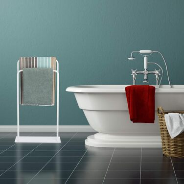 Підлогова вішалка для рушників Relaxdays, біла, 2 перекладини, U-подібна, 81x45x20 см