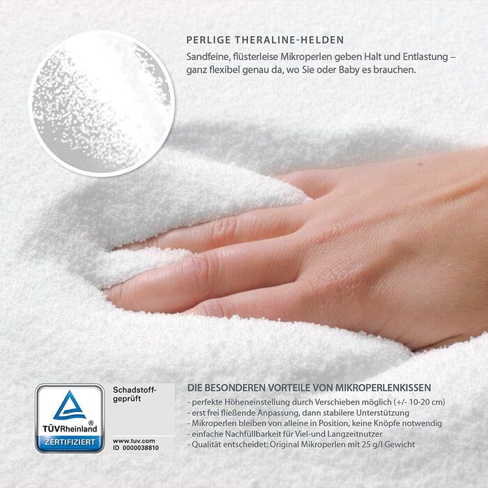 Подушка для годування та вагітних Theraline Original 190 см з чохлом з 100% бавовни, наповнювач - мікроперлини, анатомічна, безпечна, сірі листя
