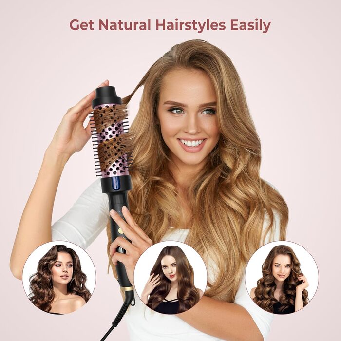 UKLISS Hairstyler 5 в 1: Фен-щітка, плойка, випрямляч для волосся (Чорно-рожевий)