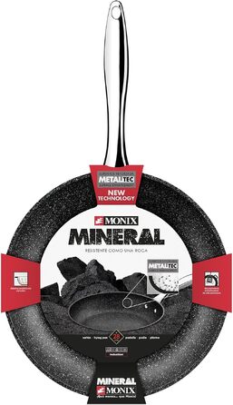 Набір сковорідок MONIX Mineral (18, 22, 26 см), коване алюмінієві з антипригарним покриттям Quantanium з частинками титану, без PFOA, сірі