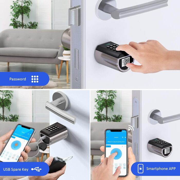 Електронний дверний замок WELOCK для вхідних дверей з PIN-кодом, Bluetooth, додатком, водонепроникний, для дверей 50-100 мм
