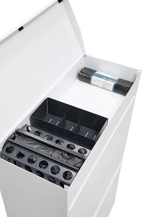 Сортувальна система для сміття ARREGUI Top CR621-B, сталева, 4 секції, з кришкою і коробкою для зберігання, 4 знімні контейнери по 17 л, біла, для кухні