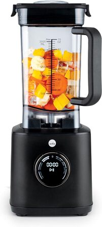 Потужний блендер Wilfa POWER FUEL XL 2л, 2000 Вт, 32000 об/хв, тританова чаша до 100°C, 3 програми, цифровий дисплей, регулятор швидкості, товкач, чорний