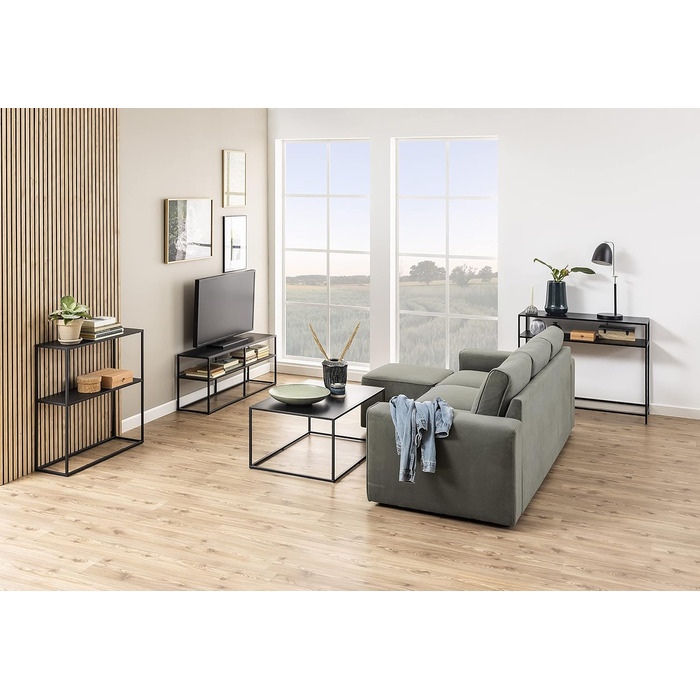 Консольний стіл AC Design Furniture Nino з металу, чорний, індустріальний стиль, з 1 полицею, для вітальні та передпокою, 79,5x80,5x26 см