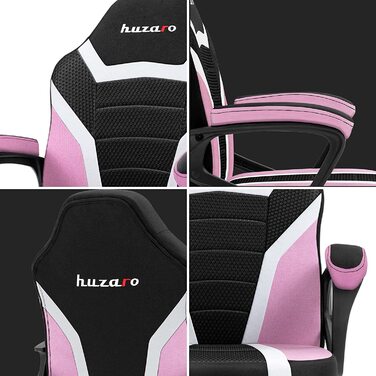 Геймерське крісло для дітей Huzaro Ranger 1.0, рожеве, ергономічне, з підлокітниками, регулюванням висоти, гумові колеса, сучасний дизайн, сітка