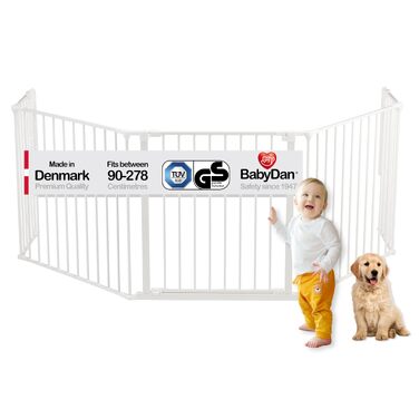 Захисний бар'єр BabyDan Flex L (90-278 см) - дитячі сходи, перегородка для кімнати, сітка для тварин (білий, Данія)