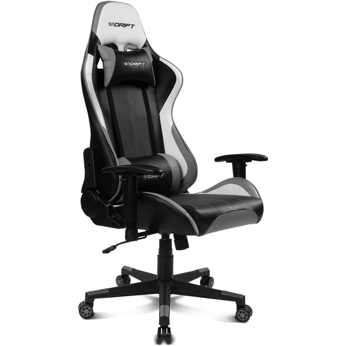 Ігрове крісло DRIFT DR175GRAY, професійне, екошкіра, 2D підлокітники, клас 4, обертальне, чорний/сірий