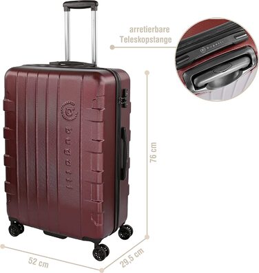 Валіза жорстка Bugatti Galatea 76x52x29,5 см, 96 л, 4 колеса, з TSA-замком, червона