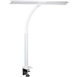 FeinTech LTL00320E Велика LED настільна лампа 80 см, димована, з прищіпкою, біло-срібляста