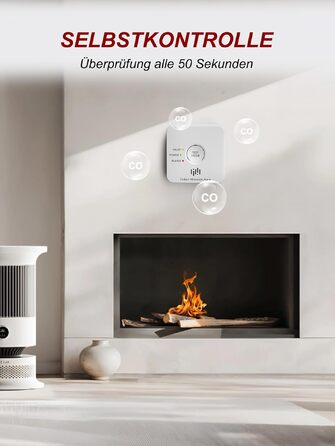 Детектор чадного газу (CO) з LCD-дисплеєм та батареєю на 10 років, стандарт EN50291, датчик Kohlenmonoxid-Warner Tcs0101a